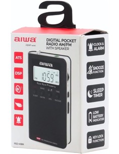 AIWA Radio Portatil Digital AM/FM RSD-45BK Funcion Sleep Con Auricular Y Pilas Negra