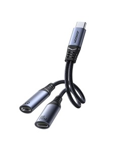 JOYROOM Cable Adaptador Tipo C/M a 2x Tipo C Audio y Carga 60W SY-C03