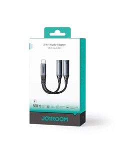 JOYROOM Cable Adaptador Tipo C/M a 2x Tipo C Audio y Carga 60W SY-C03