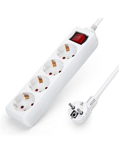 AIGOSTAR Regleta 4 Enchufes Con Interruptor Blanco 1.5Mtrs Cable