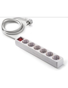 AIGOSTAR Regleta 6 Enchufes Con Interruptor 1.5Mtrs Cable Blanco