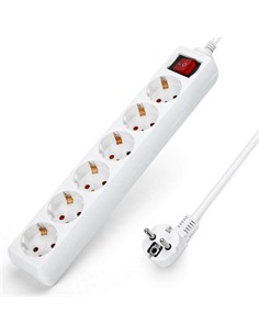 AIGOSTAR Regleta 6 Enchufes Con Interruptor 1.5Mtrs Cable Blanco
