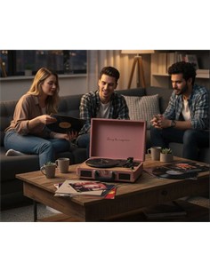 PRIXTON Tocadisco Grabador VC400 Moka Bluetooth,Usb,Radio FM,5W X2 Conversion a MP3 Por Usb