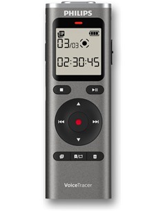 PHILIPS Grabadora de Voz Digital DVT1170 360º Microfono 8Gb Memoria ,Activacion Por Voz, Micro Sd