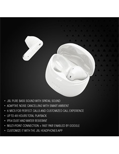 JBL Auricular Bluetooth TUNE FLEX 2 Blanco