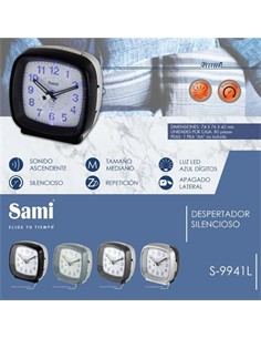 SAMI S-9941L Reloj Despertador Analogico Silencio