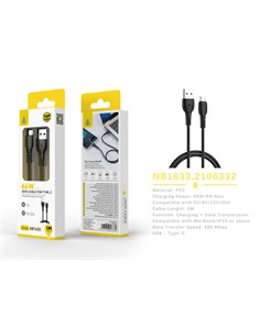 ONE PLUS Cable Datos Tipo C A Usb NB1633 66W 1Mtr Negro