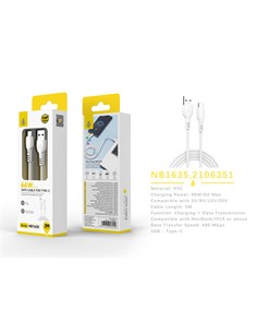 ONE PLUS Cable Datos Tipo C A Usb NB1635 66W 3Mtrs Blanco