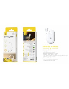 ONE PLUS Mini Lampara de Libro  NR9636 Con Pinza 3 Modos Blanca