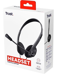 TRUST Auricular de Casco Con Microfono Para PC  Con Cable Jack 3.5mm 1.8Mtrs Negro 24659-02