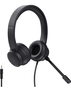 TRUST Auricular de Casco Con Microfono Para PC AYDA Con Cable Jack 3.5mm 1.8Mtrs Negro 25087