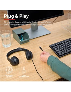 TRUST Auricular de Casco Con Microfono Para PC AYDA Con Cable Jack 3.5mm 1.8Mtrs Negro 25087