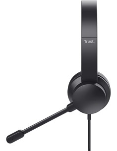 TRUST Auricular de Casco Con Microfono Para PC AYDA Con Cable Jack 3.5mm 1.8Mtrs Negro 25087