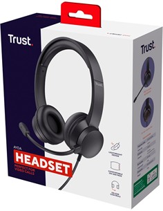 TRUST Auricular de Casco Con Microfono Para PC AYDA Con Cable Jack 3.5mm 1.8Mtrs Negro 25087