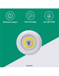 Set 3 lámparas LED COB + mando 1
