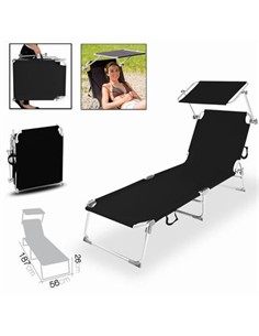 URBAN LIVING 14400 TUMBONA DE PLAYA PLEGABLE CON PARASOL NEGRA