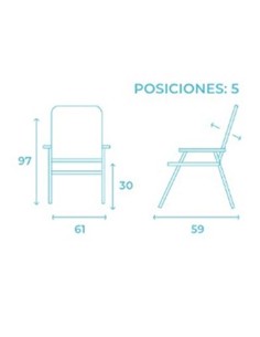 GENERICO 10315 SILLA PLEGABLE 5 POSICIONES ALUMINIO 59X61X97 CON ASA 1
