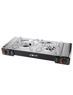 MUVIP MV0612 COCINA DE GAS PORTATIL DOBLE BOMBONA ACERO 1
