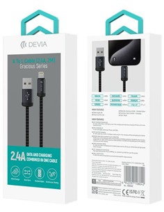 DEVIA Cable Datos Lightning a Usb A 2Mtrs Negro