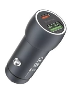 DEVIA Cargador Coche TIpo C+Usb A 48W Negro