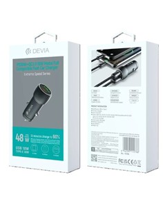 DEVIA Cargador Coche TIpo C+Usb A 48W Negro