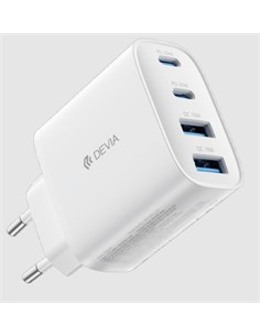 DEVIA Adaptador Corriente 2xUsb A+2xTIpo C 40W Blanco