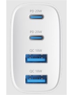 DEVIA Adaptador Corriente 2xUsb A+2xTIpo C 40W Blanco