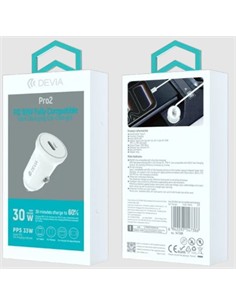 DEVIA Cargador Coche TIpo C 30W Blanco 143