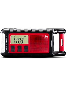 MIDLAND Radio Portatil Bluetooth ER300 PRO Roja/Negra de Emergencia Solar,Dynamo,Recargable