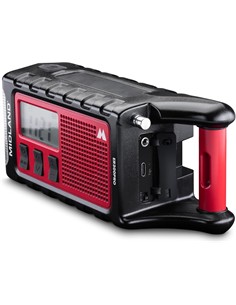 MIDLAND Radio Portatil Bluetooth ER300 PRO Roja/Negra de Emergencia Solar,Dynamo,Recargable