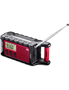 MIDLAND Radio Portatil Bluetooth ER300 PRO Roja/Negra de Emergencia Solar,Dynamo,Recargable