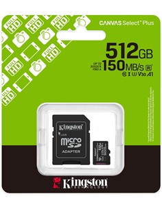KINGSTON Tarjeta Memoria Micro SD+Adaptador 512Gb 150Mb/s Canvas Select Plus