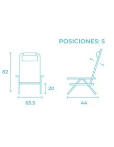 10242 SILLA PLEGABLE 5 POSICIONES ALUMINIO 65.5X44X82CM CON COJÍN Y ASA 1