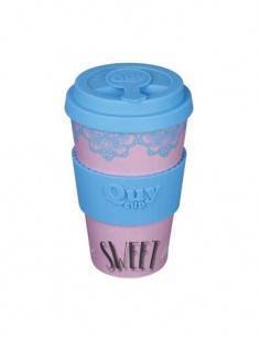 QUY CUP Taza Fibra de Bambu Sweet Home Azul 400Ml