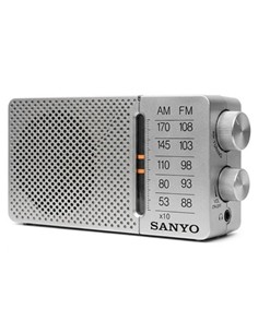 SANYO Radio Portatil Analogica AM/FM KS147P Plata Con Entrada Auricular