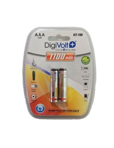 DIGIVOLT Pack 2 Pilas AAA Recargable 1100mAh Ni-MH HR03 1.2V BT2-1100