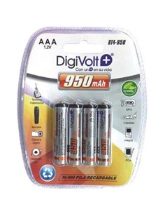 DIGIVOLT Pack 4 Pilas AAA Recargable 950mAh Ni-MH HR03 1.2V BT4-950