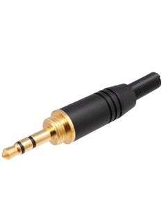 EUROCONNEX Clavija Jack 3.5mm/M Negra Aluminio Para Soldar 1978N Con rosca