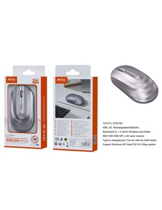MTK Raton Inalambrico TG7274 2.4Ghz/ Bluetooth 4D Plata