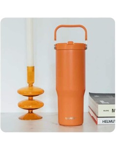 QUOKKA Termo Cool Con Asa Papaya Naranaja 860Ml 6h Caliente/18h Frio/48 Hielo