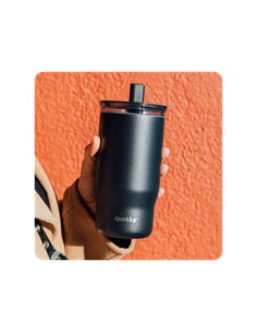 QUOKKA Termo Con Pajita Mist Negro 720Ml 10H Frio/24h Hielo