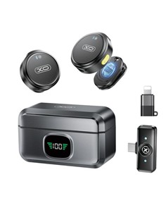 XO Pack 2 Microfonos de Solapa MC12 Con Iman Con Receptor TIpo C+Adaptador Lightning