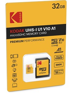KODAK Tarjeta Memoria Micro SDHC 32Gb Con Adaptador UHS-I U1 V10 A1 90Mbps