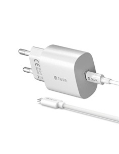 DEVIA Cargador Red Tipo C 25W + Cable Tipo C M/M EU Blanco
