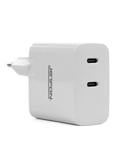 JETFON Cargador Red 2X Tipo C 45W Blanco + 2X Cable Datos Tipo C M/M