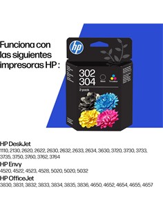 HP Pack de 2 Tintas 302 + 304 Negra Y Color B82L1AELS1