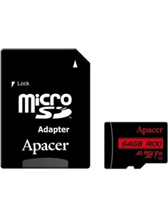APACER Tarjeta Memoria Micro SDXC 64GB Con Adaptador 100MB/s V10 A1 Full HD