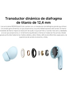 XIAOMI Auricular Bluetooth Redmi Buds 8 Lite Azul Cancelacion de Ruido ,Con Estuche de Carga M2539E1