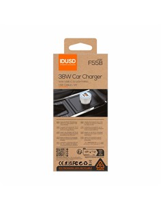 IDUSD Cargador Coche Con 1xUsb/1xTipo C 38W +Cable Tipo C A Lightning 3A F55B