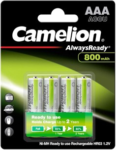 CAMELION Pack 4 Pilas AAA Recargables 800Mah BAT424